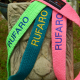 Karate Belt Leash Colors Lime, Teal and Hot Pink