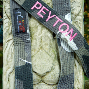 Karate Belt Dog Leash in Black & White Camo